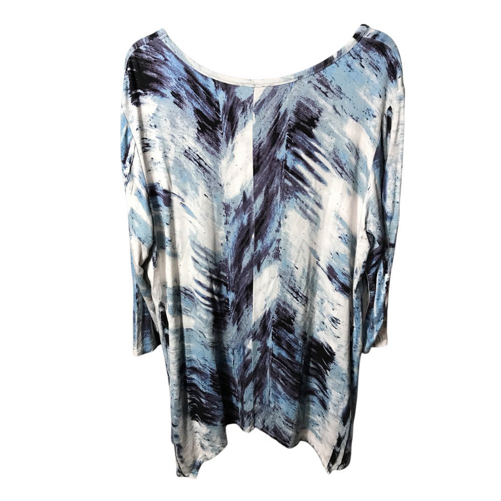 Philosophy Teal Charcoal Pattern Scope Neck 3/4 Length Sleeve